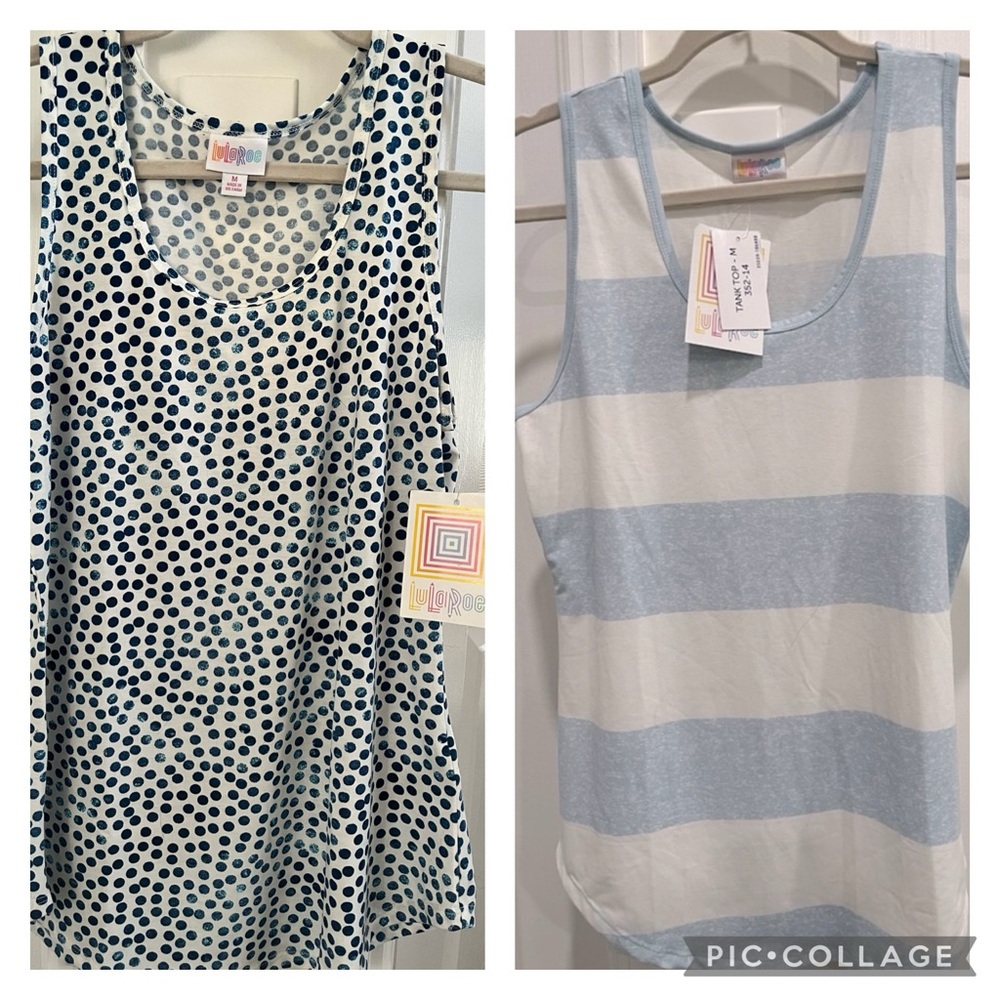 ⭐️Lot of NWT LuLaRoe tank tops. Baby blue and white. Size medium.⭐️